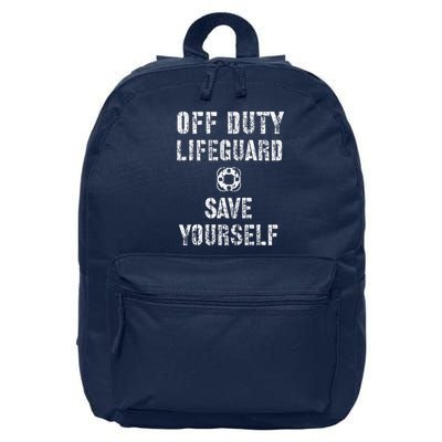 Save Yourself Lifeguard Swimming Pool Guard Off Duty Red 16 in Basic Backpack