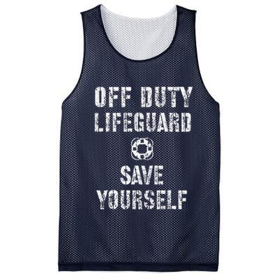 Save Yourself Lifeguard Swimming Pool Guard Off Duty Red Mesh Reversible Basketball Jersey Tank