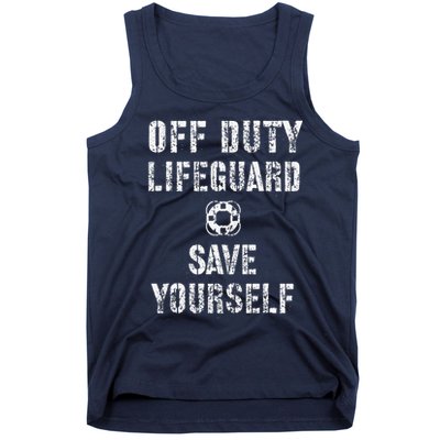 Save Yourself Lifeguard Swimming Pool Guard Off Duty Red Tank Top