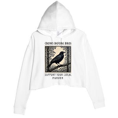 Support Your Local Murder Crows Before Bros Gothic Mystery L Crop Fleece Hoodie