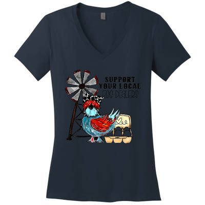 Support Your Local Egg Dealers Women's V-Neck T-Shirt