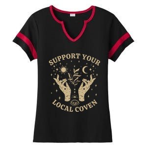 Support Your Local Coven Witch Aesthetic Gift Ladies Halftime Notch Neck Tee