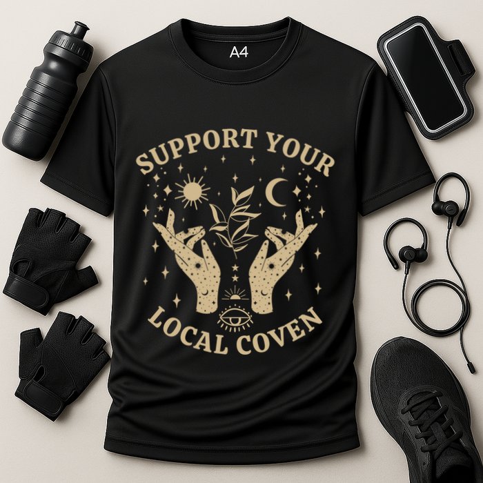 Support Your Local Coven Witch Aesthetic Gift Cooling Performance Crew T-Shirt