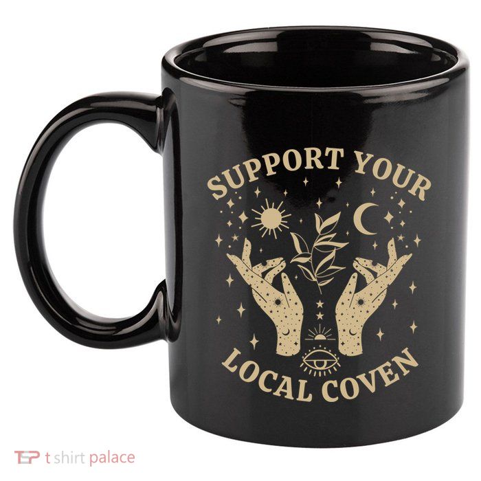 Support Your Local Coven Witch Aesthetic Gift 11oz C Handle Ceramic Mug
