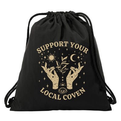 Support Your Local Coven Witch Aesthetic Gift Drawstring Bag