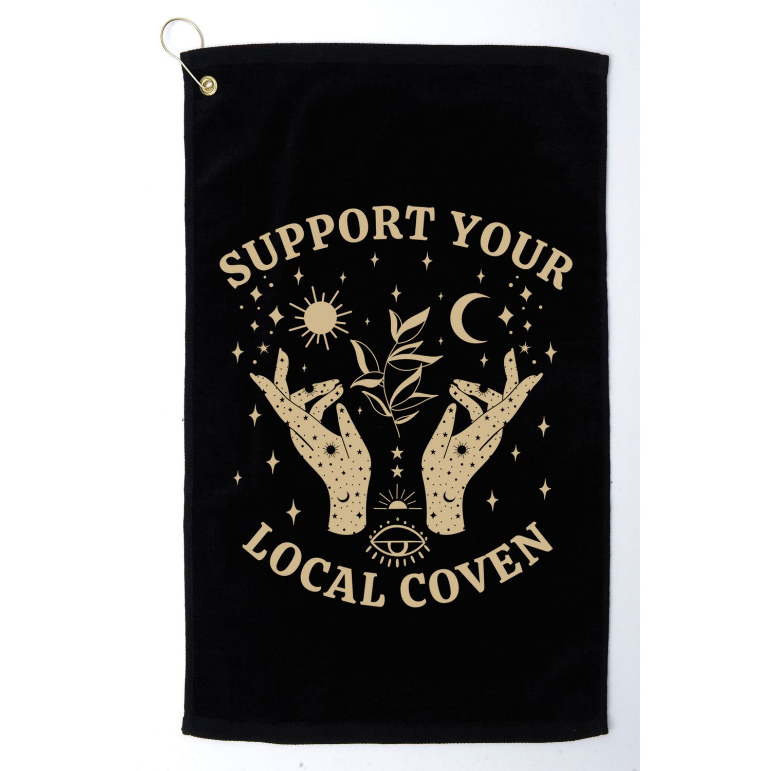 Support Your Local Coven Witch Aesthetic Gift Golf Towel