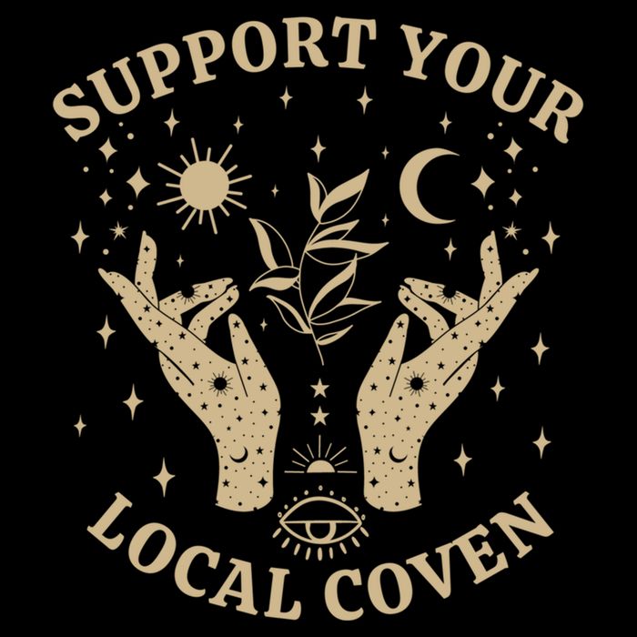 Support Your Local Coven Witch Aesthetic Gift Cropped Pullover Crew