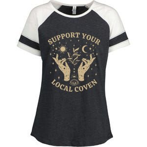 Support Your Local Coven Witch Aesthetic Gift Enza Ladies Jersey Colorblock Tee