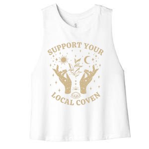 Support Your Local Coven Witch Aesthetic Gift Women's Racerback Cropped Tank