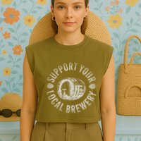 Support Your Local Brewery Craft Beer Garment-Dyed Women's Muscle Tee