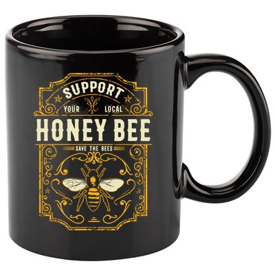 Support Your Local Honey Bee Save The Bees Vintage Style 11oz C Handle Ceramic Mug