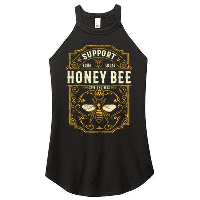 Support Your Local Honey Bee Save The Bees Vintage Style Women's Perfect Tri Rocker Tank