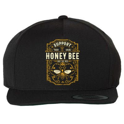 Support Your Local Honey Bee Save The Bees Vintage Style Wool Snapback Cap
