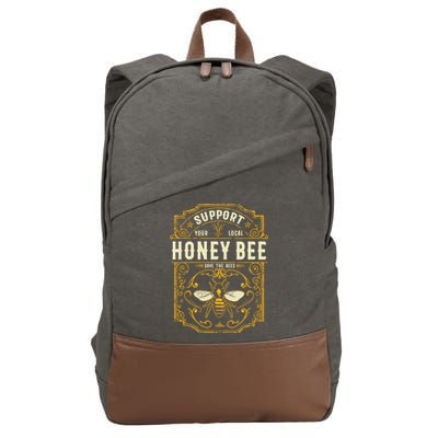 Support Your Local Honey Bee Save The Bees Vintage Style Cotton Canvas Backpack