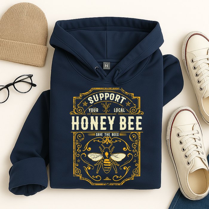 Support Your Local Honey Bee Save The Bees Vintage Style Hoodie
