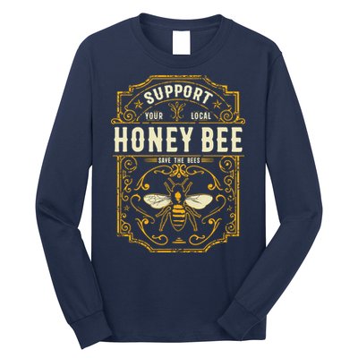 Support Your Local Honey Bee Save The Bees Vintage Style Long Sleeve Shirt