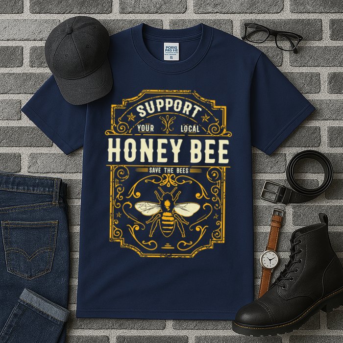 Support Your Local Honey Bee Save The Bees Vintage Style Tall T-Shirt