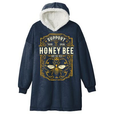 Support Your Local Honey Bee Save The Bees Vintage Style Hooded Wearable Blanket