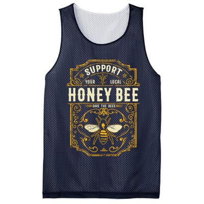 Support Your Local Honey Bee Save The Bees Vintage Style Mesh Reversible Basketball Jersey Tank