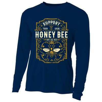 Support Your Local Honey Bee Save The Bees Vintage Style Cooling Performance Long Sleeve Crew