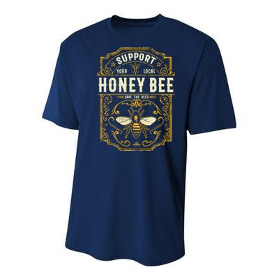 Support Your Local Honey Bee Save The Bees Vintage Style Youth Performance Sprint T-Shirt