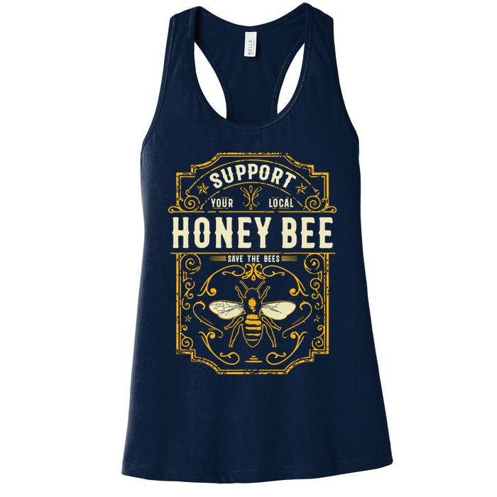 Support Your Local Honey Bee Save The Bees Vintage Style Womens Tank Top