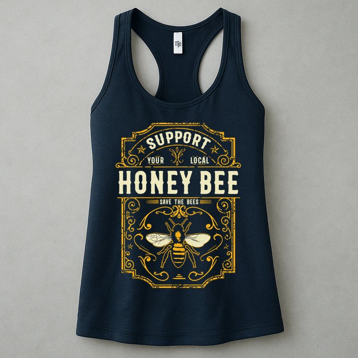 Support Your Local Honey Bee Save The Bees Vintage Style Womens Tank Top