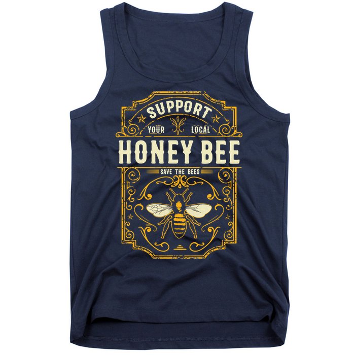 Support Your Local Honey Bee Save The Bees Vintage Style Tank Top