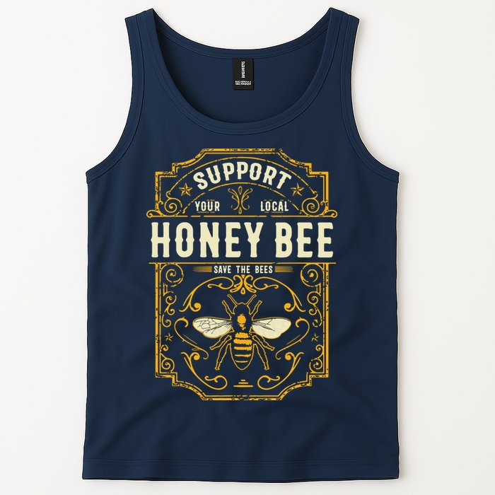 Support Your Local Honey Bee Save The Bees Vintage Style Tank Top