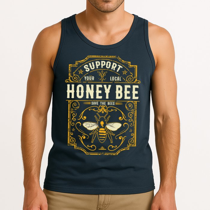 Support Your Local Honey Bee Save The Bees Vintage Style Tank Top