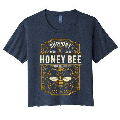Support Your Local Honey Bee Save The Bees Vintage Style Crop Top