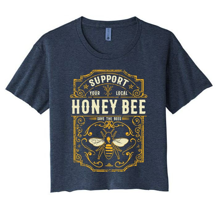 Support Your Local Honey Bee Save The Bees Vintage Style Crop Top