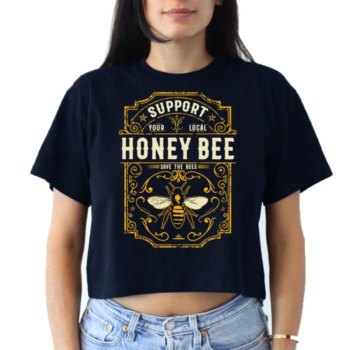 Support Your Local Honey Bee Save The Bees Vintage Style Crop Top