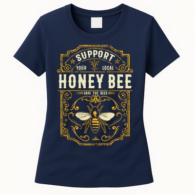 Support Your Local Honey Bee Save The Bees Vintage Style Womens T-Shirt