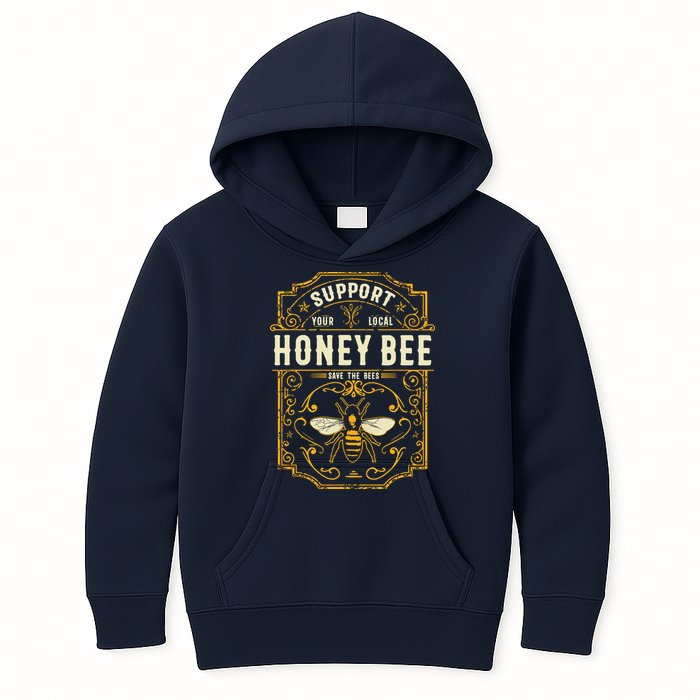 Support Your Local Honey Bee Save The Bees Vintage Style Kids Hoodie