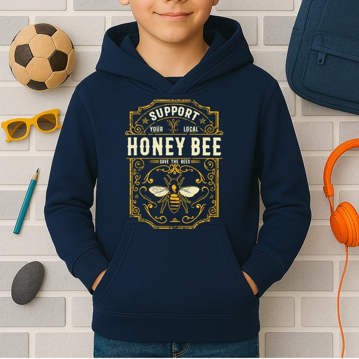 Support Your Local Honey Bee Save The Bees Vintage Style Kids Hoodie