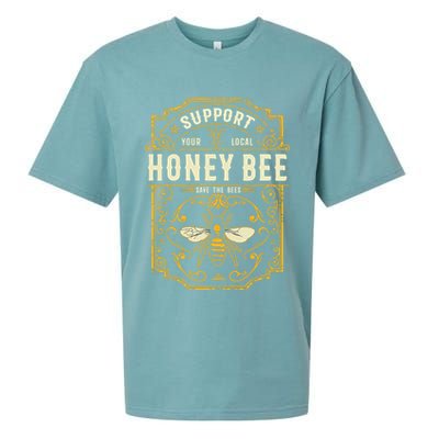Support Your Local Honey Bee Save The Bees Vintage Style Sueded Cloud Jersey T-Shirt