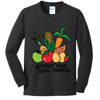 Support Your Local Farmers Kids Long Sleeve Shirt