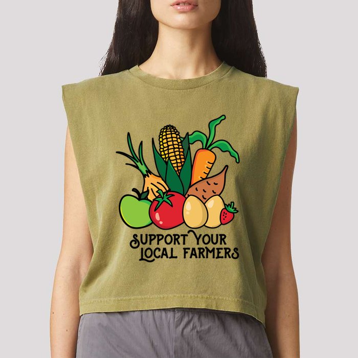 Support Your Local Farmers Garment-Dyed Women's Muscle Tee