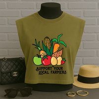 Support Your Local Farmers Garment-Dyed Women's Muscle Tee