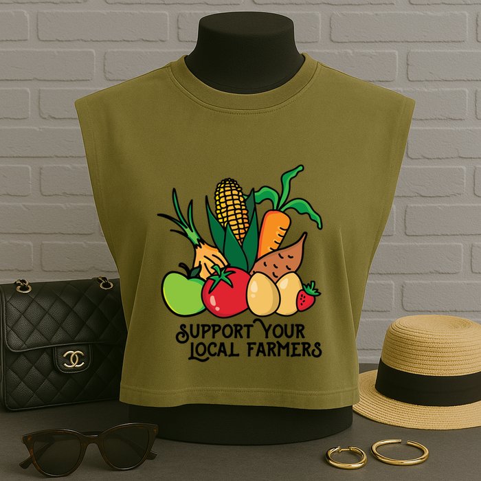 Support Your Local Farmers Garment-Dyed Women's Muscle Tee