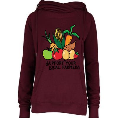 Support Your Local Farmers Womens Funnel Neck Pullover Hood