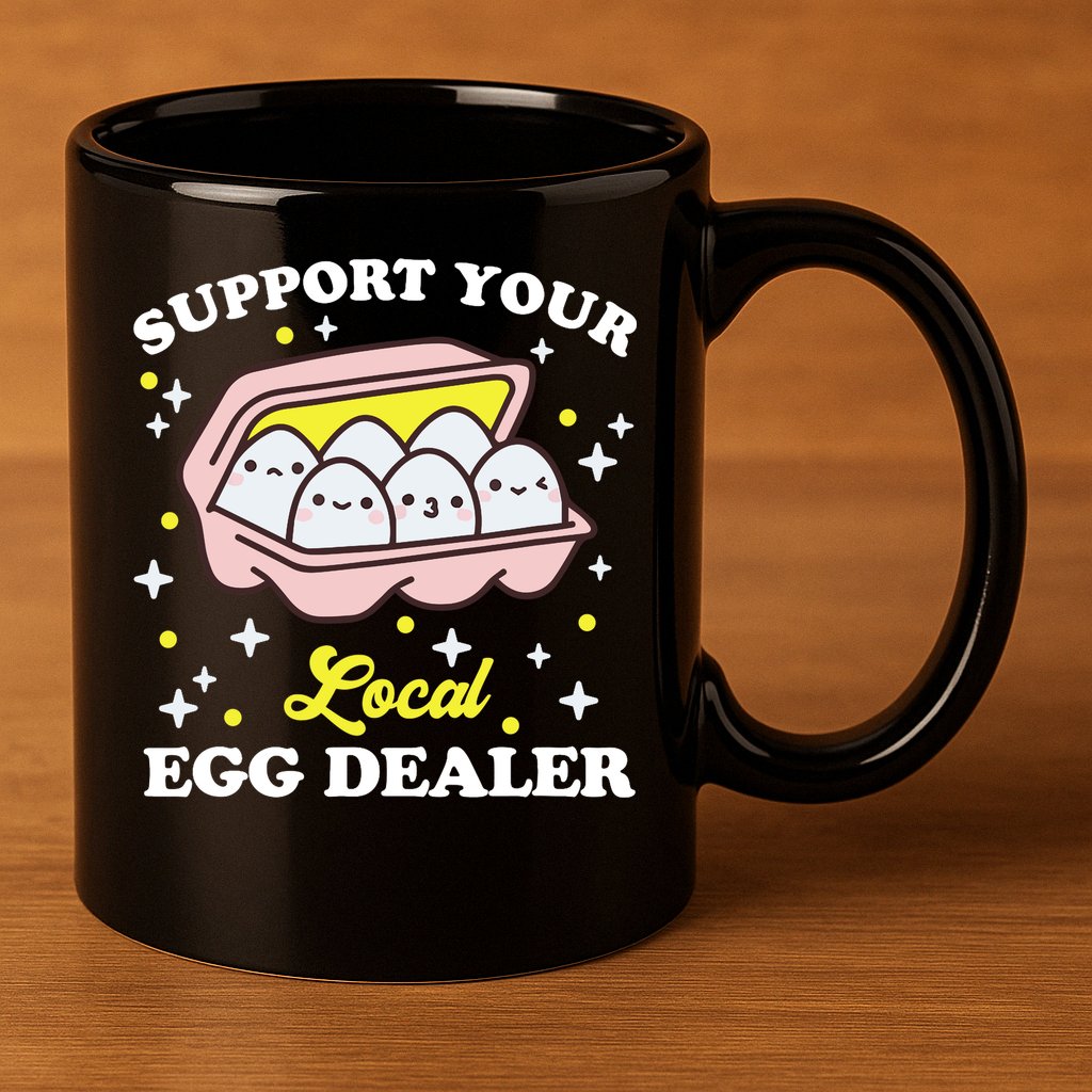 Support Your Local Egg Dealer, Farm Fresh eggs Funny farm 11oz C Handle Ceramic Mug