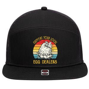 Support Your Local Egg Dealers Farmers Funny Chicken Lover 7 Panel Mesh Trucker Snapback Hat