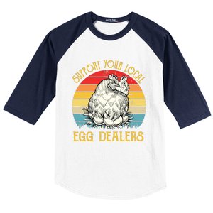 Support Your Local Egg Dealers Farmers Funny Chicken Lover Baseball Sleeve Shirt