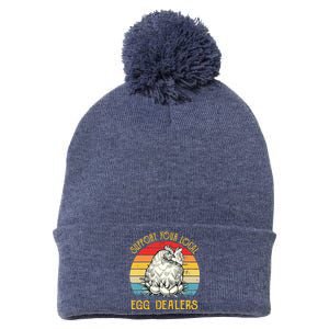 Support Your Local Egg Dealers Farmers Funny Chicken Lover Pom Pom 12in Knit Beanie