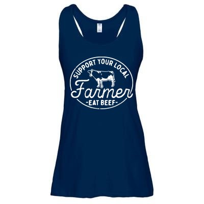 Support Your Local Farmer Eat Beef Ladies Essential Flowy Tank