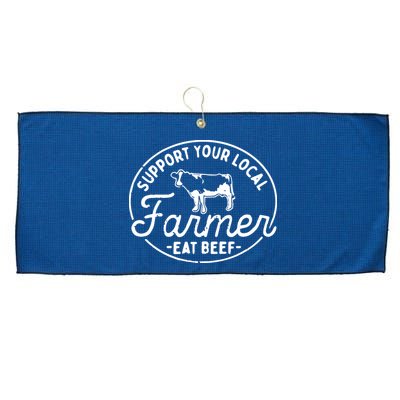 Support Your Local Farmer Eat Beef Large Microfiber Waffle Golf Towel