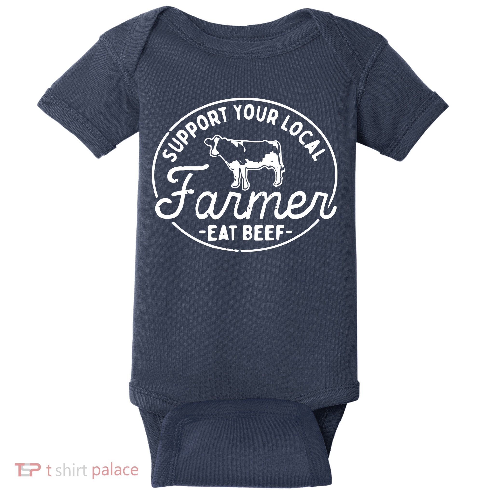 Support Your Local Farmer Eat Beef Baby Bodysuit