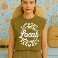Support Your Local Farmer Grain Garment-Dyed Women's Muscle Tee